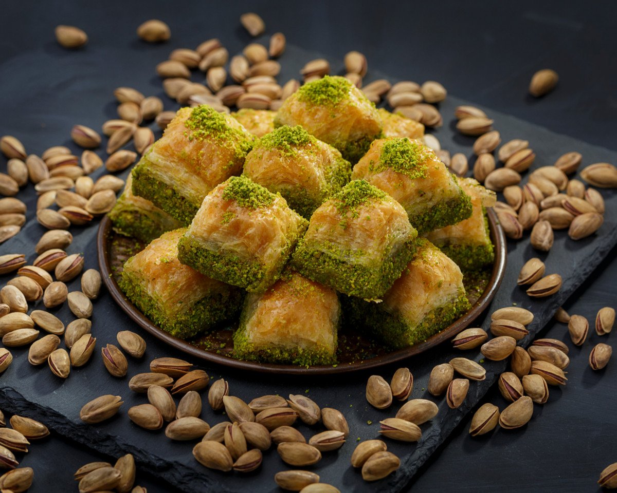 Турецкие сладости Baklava с фисташками